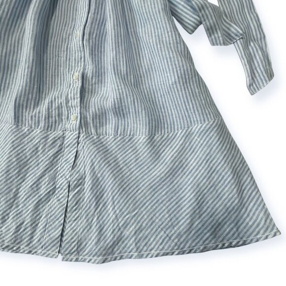 SAINT JAMES Christina Linen Striped Shirt Dress, Blue/white, Size 8 US/40 FR(EU) - Picture 10 of 16